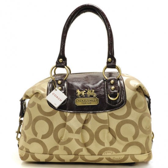 Coach Madison In Signature Medium Khaki Satchels AAW - Click Image to Close